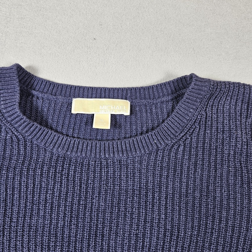 Michael Kors Sweater Womens XL Navy Ribbed Side Lace‎ Up Grommet - Picture 3 of 12